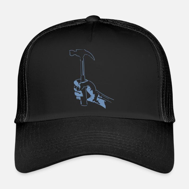 Charpentier à la main avec marteau Silhouette artisanat Casquette trucker 