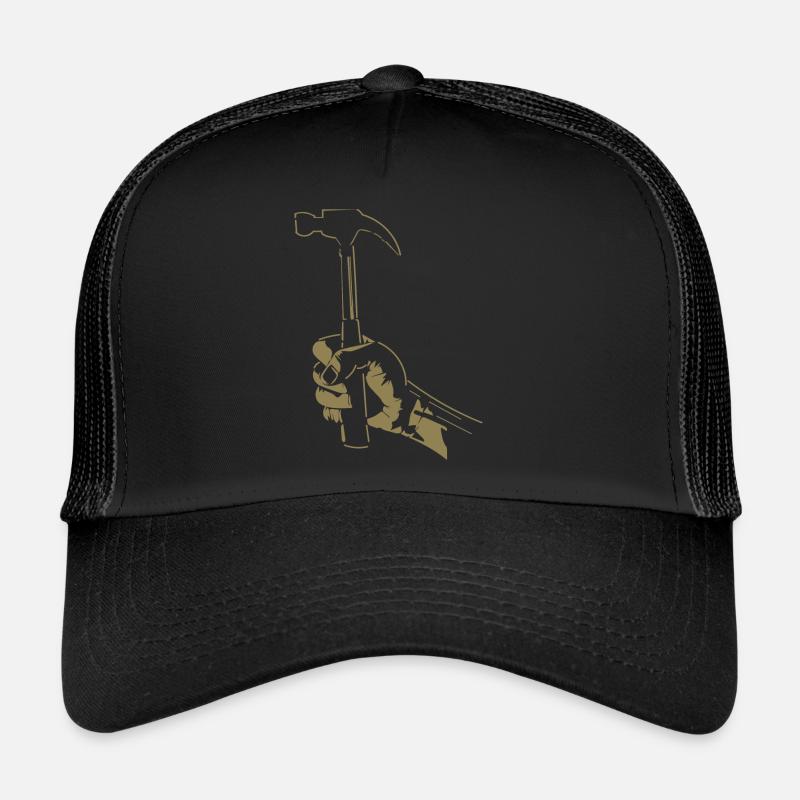Charpentier à la main avec marteau Silhouette artisanat Casquette trucker 