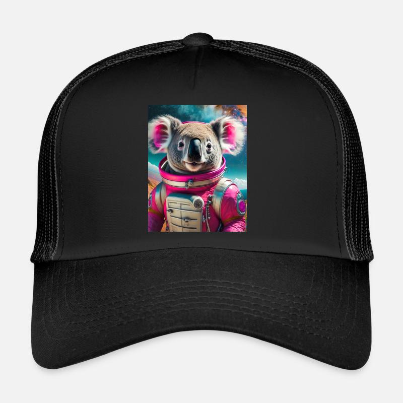 koala avec robe d’astronaute - Casquette trucker  - noir/noir
