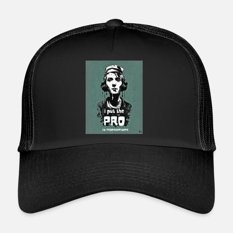 Ich setze den Profi in Prokrastination - Trucker Cap - Schwarz/Schwarz