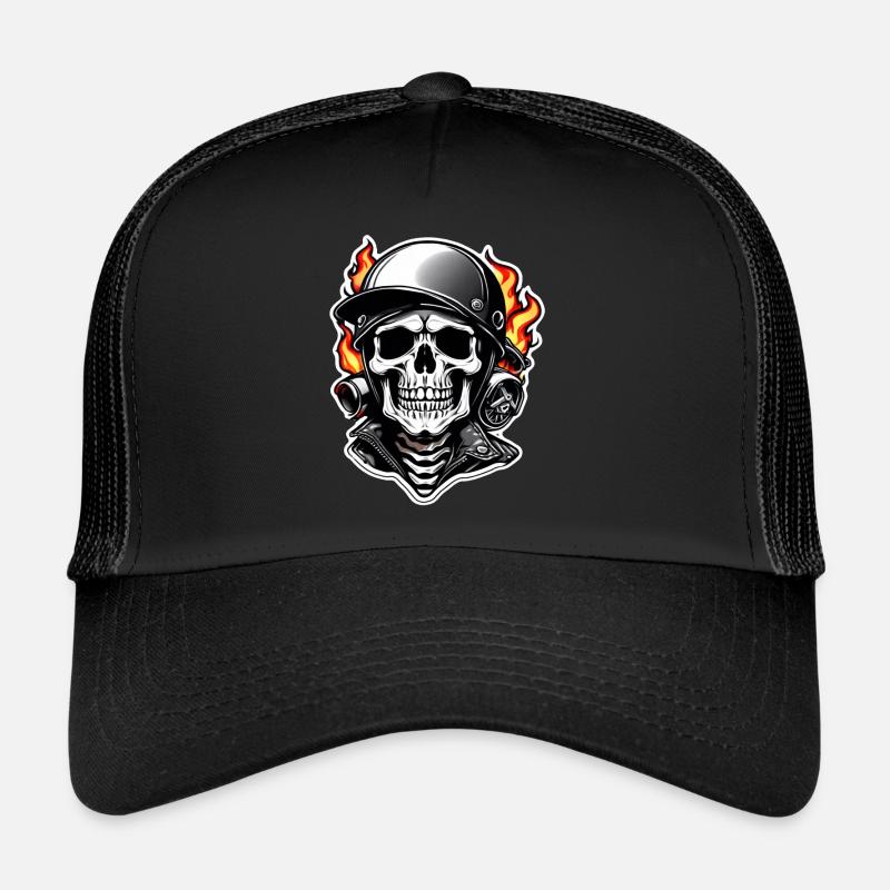 moto style retro - crane et squelette Casquette trucker 