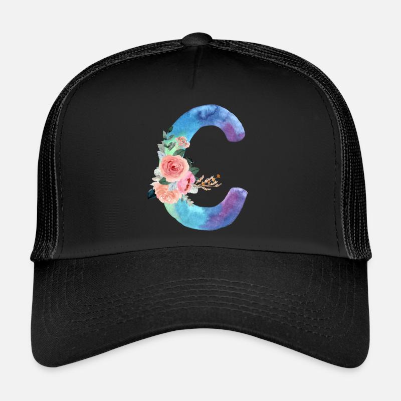 Buchstabe c Aquarell - Trucker Cap - Schwarz/Schwarz