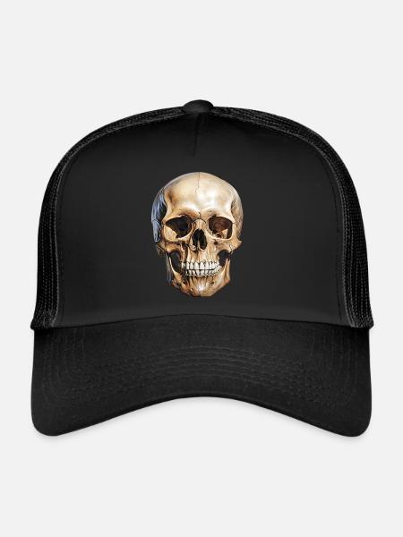 Crâne Crâne, symbole de mort et de danger - Casquette trucker  - noir/noir - Devant