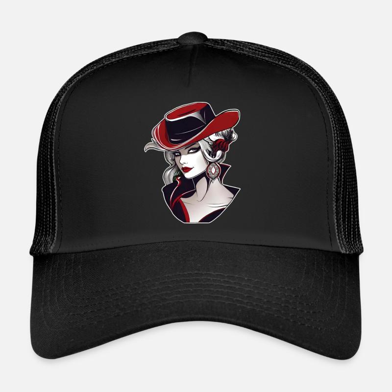 Femme cool avec un chapeau de cow-boy Casquette trucker 