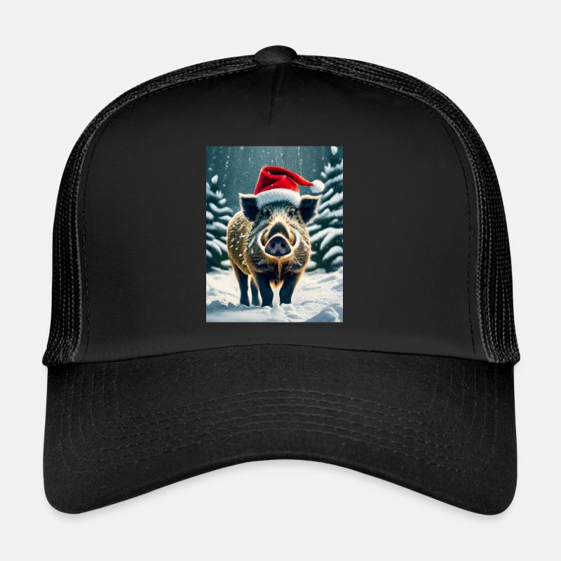 Sanglier de Noël dans la neige Casquette trucker 