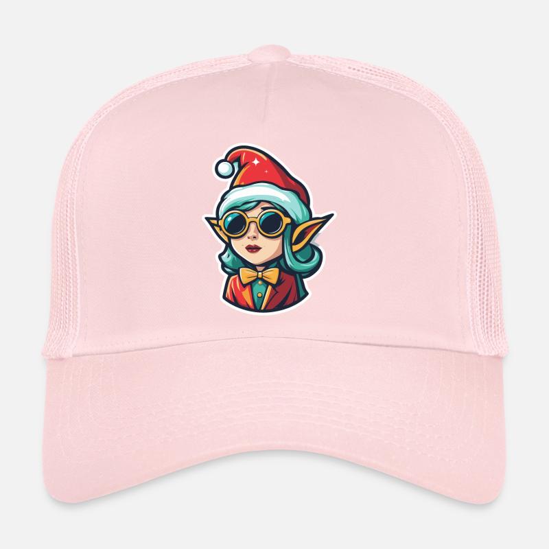 Elf Christmas Drawing Trucker Cap