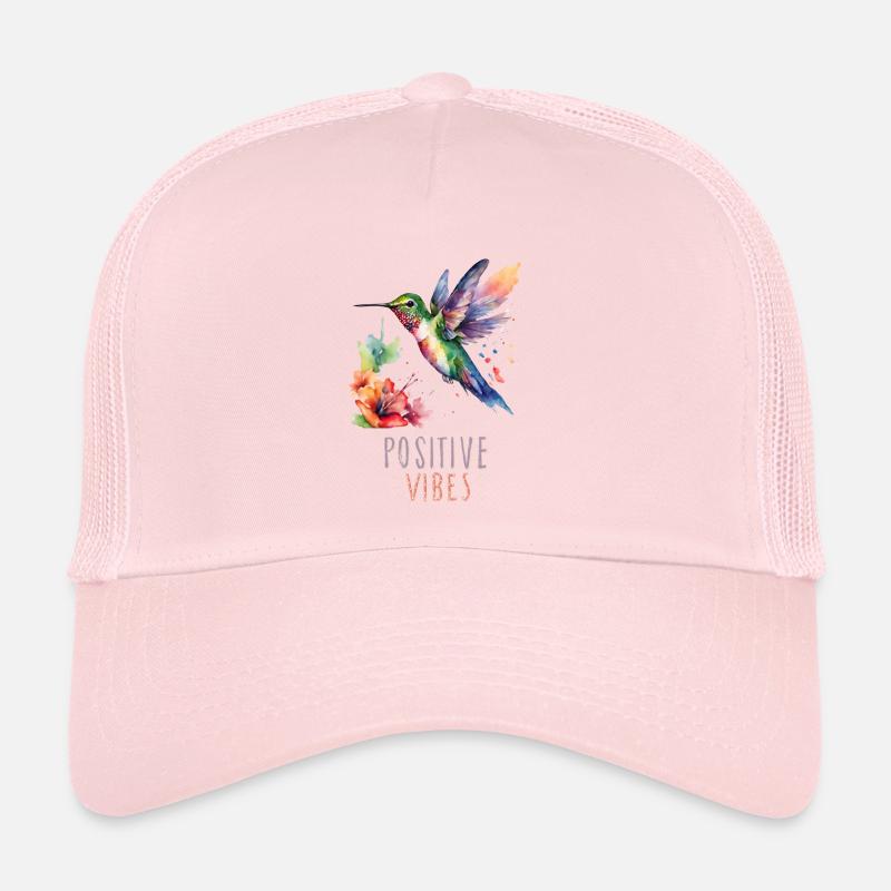 Colibri aquarelle avec Phrase d’ondes positives Casquette trucker 