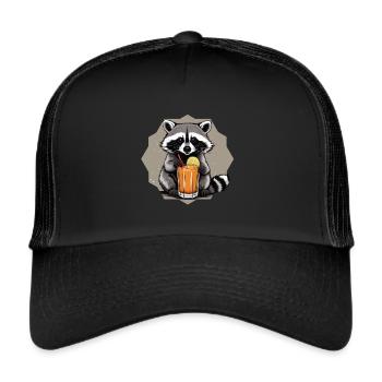 Cocktail sipping raccoon - Trucker Cap - black/black - Front