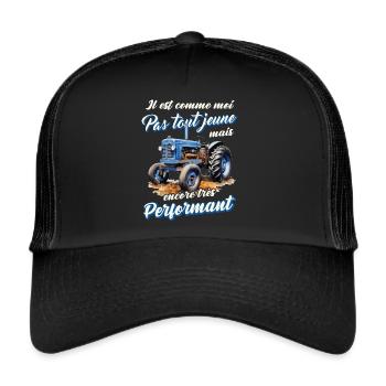 Tracteur ancien agriculteur humour vieux tracteurs - Casquette trucker  - noir/noir - Devant