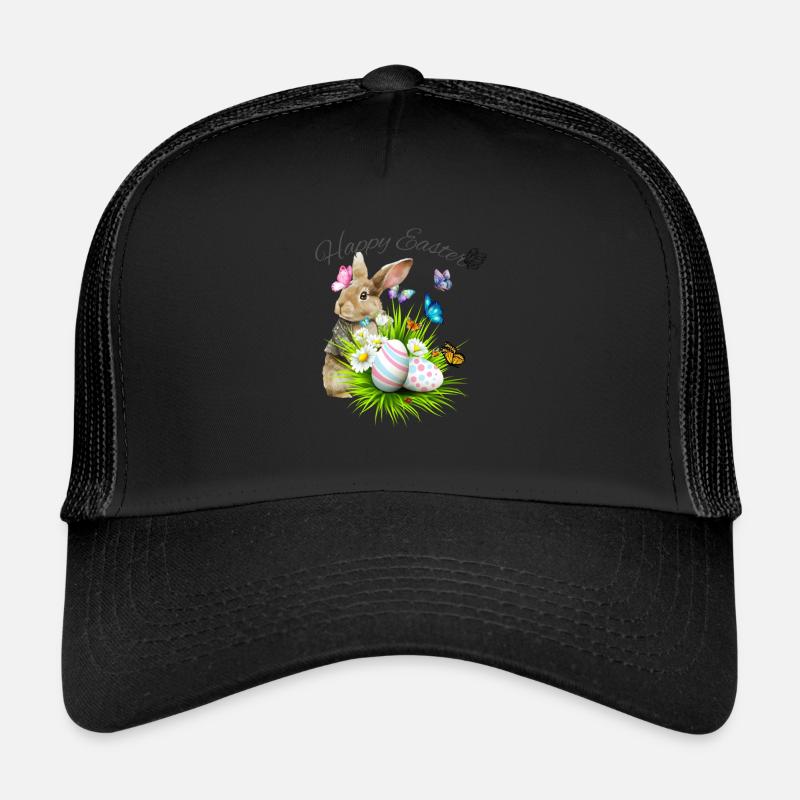 Panier de Pâques avec lapin de Pâques et papillons Casquette trucker 