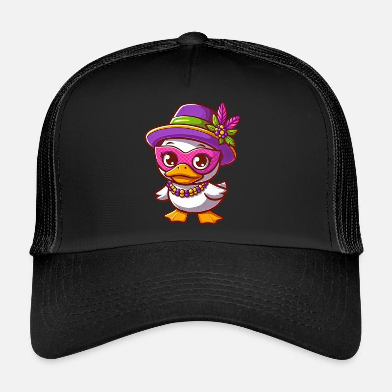 Canard blanc de Mardi Gras avec bijoux Casquette trucker 