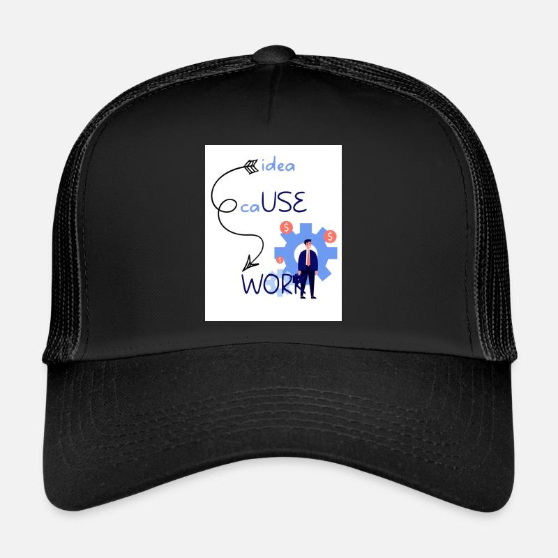 Idee Ursache Arbeit. Aus einer Idee entsteht ein Werk. Trucker Cap
