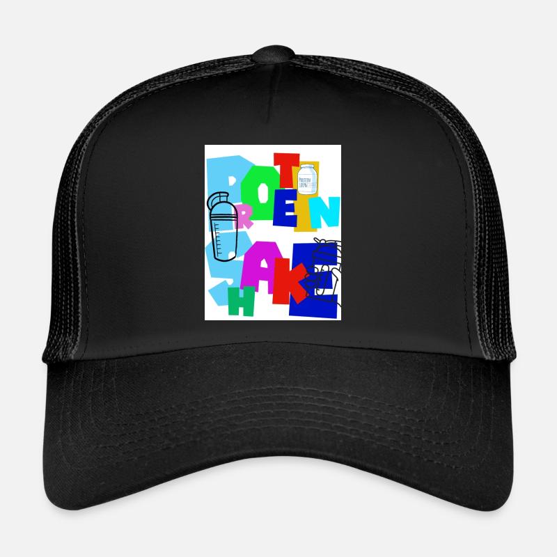 Protein shake. Protein supplement. Beverage. Trucker Cap