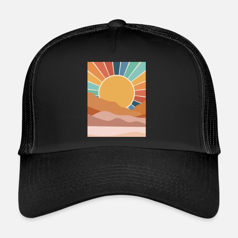 Coucher de soleil dans le désert - Casquette trucker  - noir/noir
