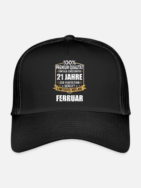 21e anniversaire février Vintage 2003 idée cadeau - Casquette trucker  - noir/noir - Devant
