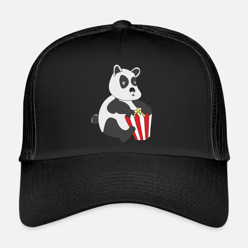 Panda avec pop-corn - Casquette trucker  - noir/noir