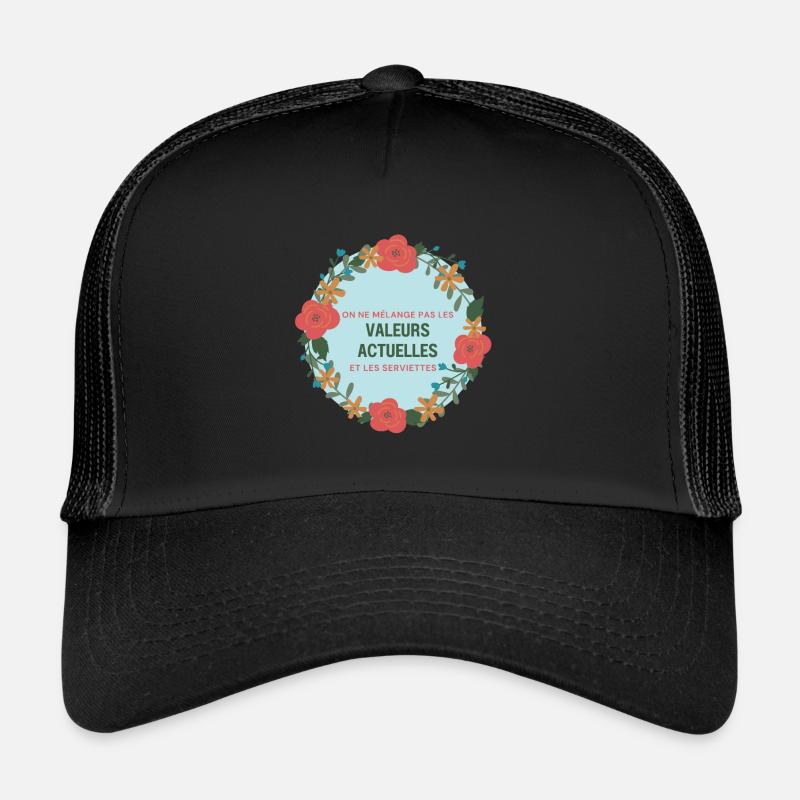 Les Valeurs actuelles et les serviettes - Casquette trucker - noir/noir