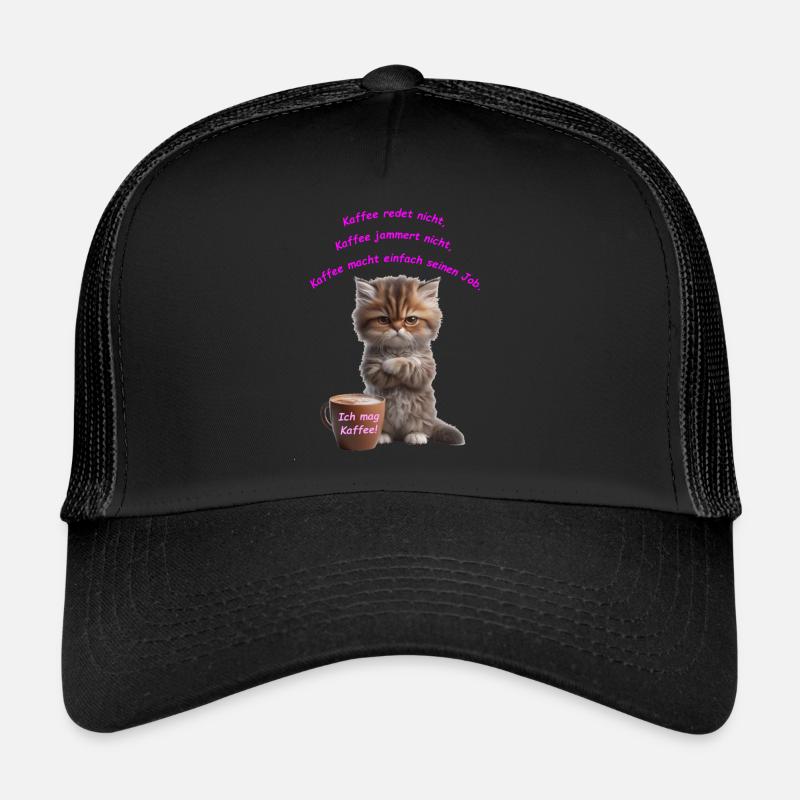 Cat Coffee ich mag kaffee - Trucker Cap - Schwarz/Schwarz