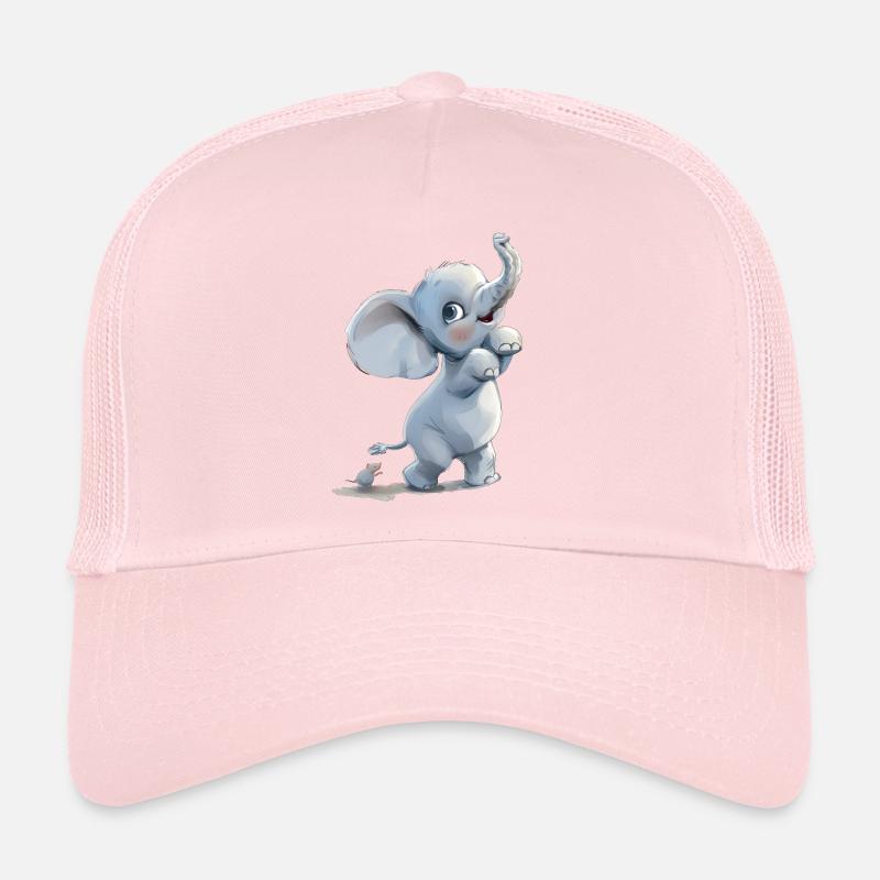 Petit éléphant drôle avec souris Casquette trucker 