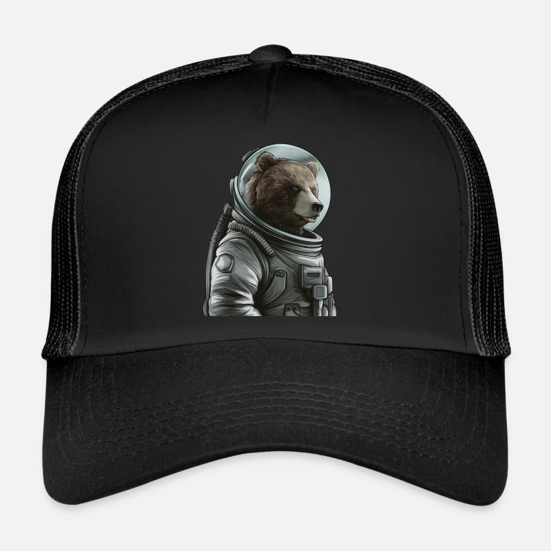 Pensive Brown Bear Astronaut Trucker Cap