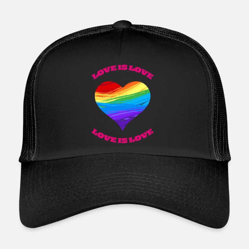 Liebe ist Liebe. Regenbogen-Herz-Design. - Trucker Cap - Schwarz/Schwarz