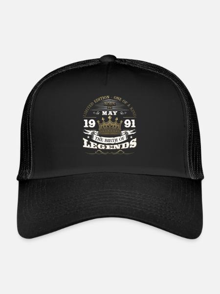 Légendes Mai 1991 Millésime 1991 Anniversaire 1991 - Casquette trucker  - noir/noir - Devant