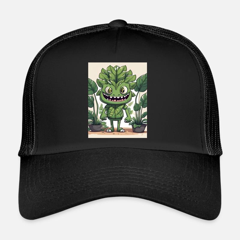 Monastera Monster T-Shirt - Trucker Cap - Schwarz/Schwarz
