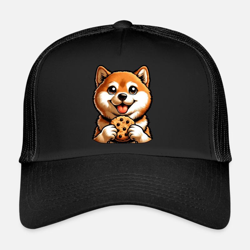 Chien Shiba Inu mignon avec dessert aux biscuits Casquette trucker 