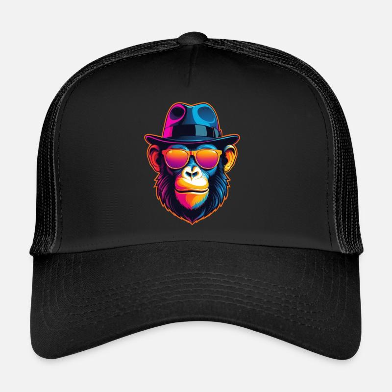 Neon-Affe - Trucker Cap - Schwarz/Schwarz