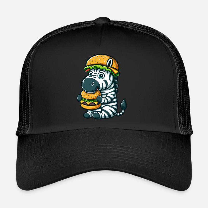 Whimsical Zebra Hamburger Fast Food Cheeseburger Trucker Cap