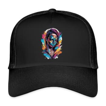 Colourfully veiled: The mask wearer - Trucker Cap - black/black - Front