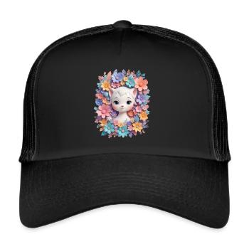 Happy Cat Happy Home - Trucker Cap - black/black - Front