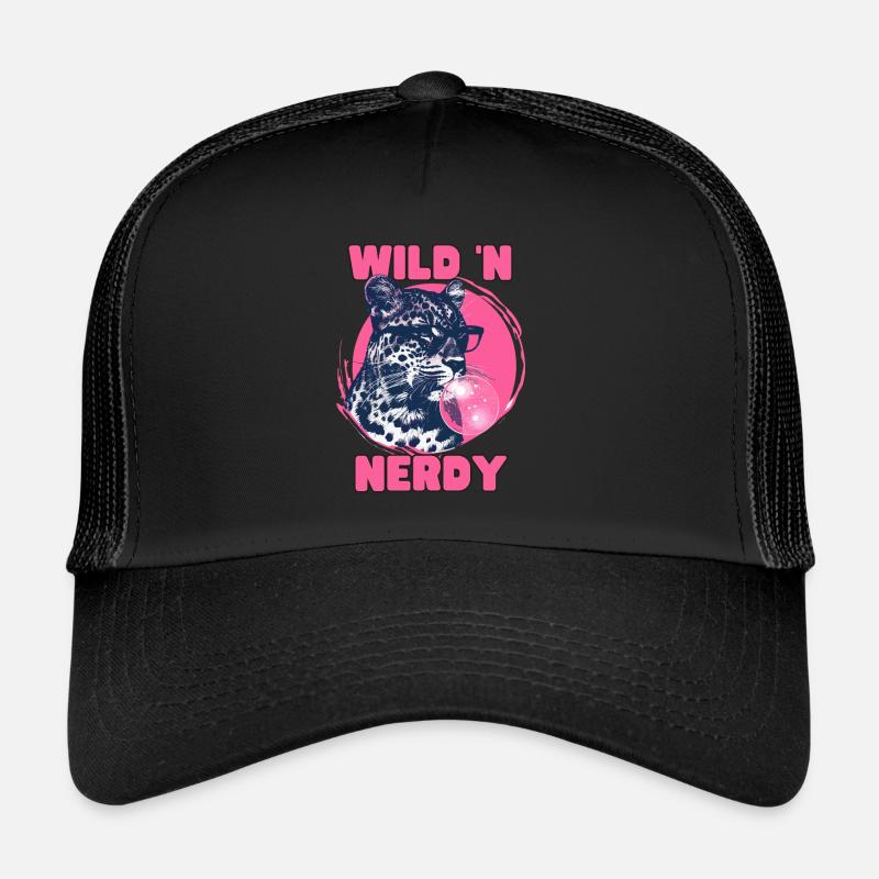 Leopard mit Sonnenbrille und pinkem Kaugummi Trucker Cap