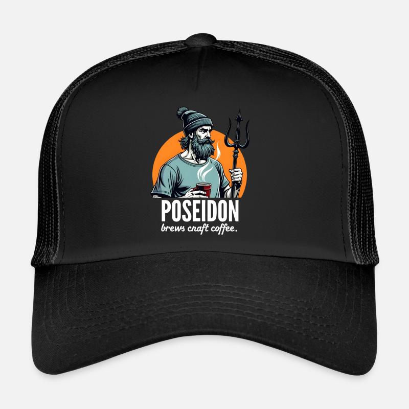 Poseidon also brews Craft Coffee! - Trucker Cap - Schwarz/Schwarz