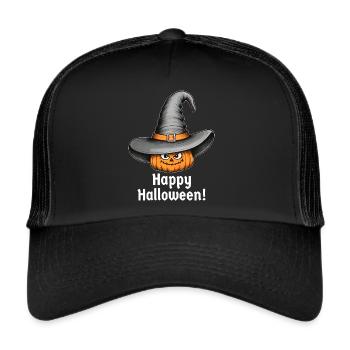 Happy Halloween Pumpkin Hat - Trucker Cap - black/black - Front