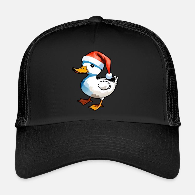 Duck Christmas Drawing Trucker Cap