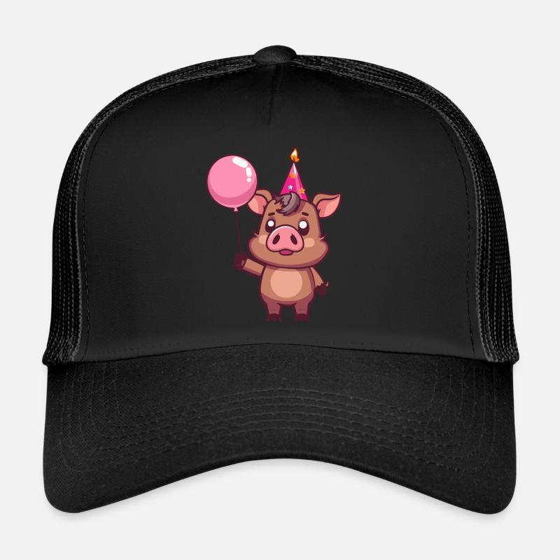 Cochon Anniversaire Bande Dessinée Mignon Sanglier Casquette trucker 