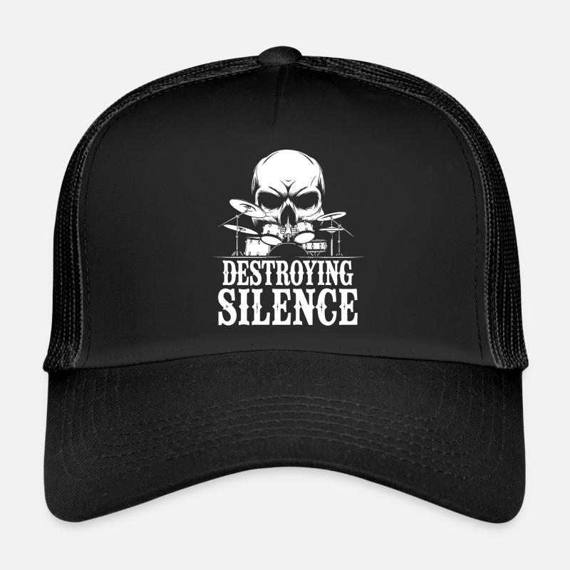 Drums and Skull Drummer Rock Band Trucker Cap