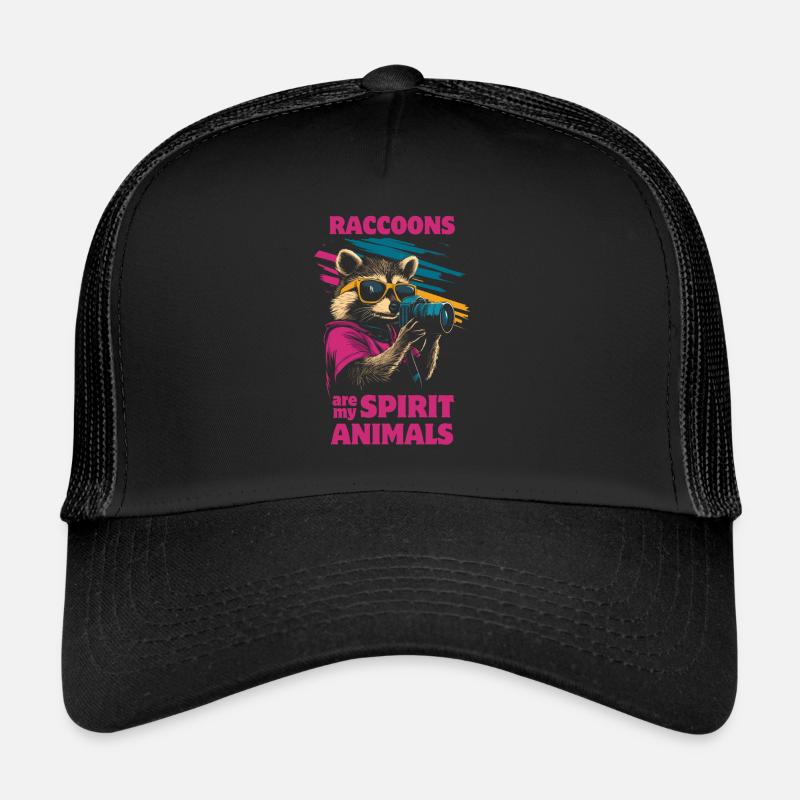 Waschbär mit Sonnenbrille und Kamera Trucker Cap