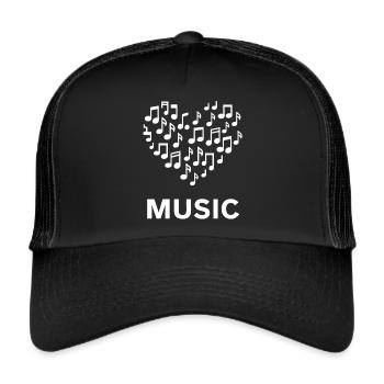 Heart and music make music with heart - Trucker Cap - black/black - Front