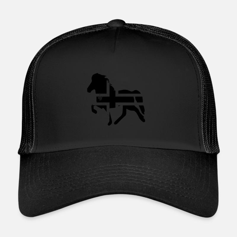Icelandic Horse: Islandpferd Pferd Pony Merch - Trucker Cap - Schwarz/Schwarz