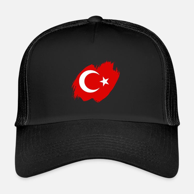 Drapeau de Turquie Utilisé Look Drapeau Turc Vintage - Casquette trucker  - noir/noir