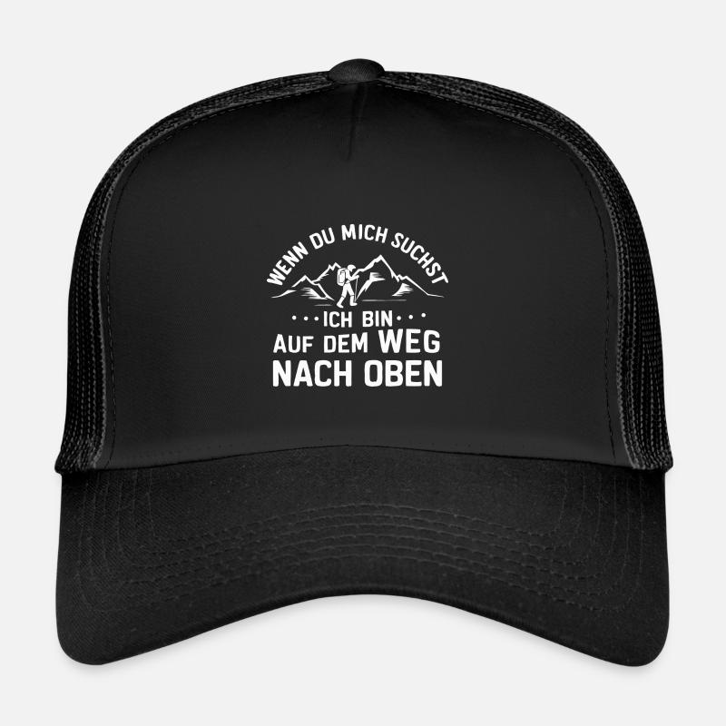 Wandern Wanderer Wanderung Berge Wald - Trucker Cap - Schwarz/Schwarz
