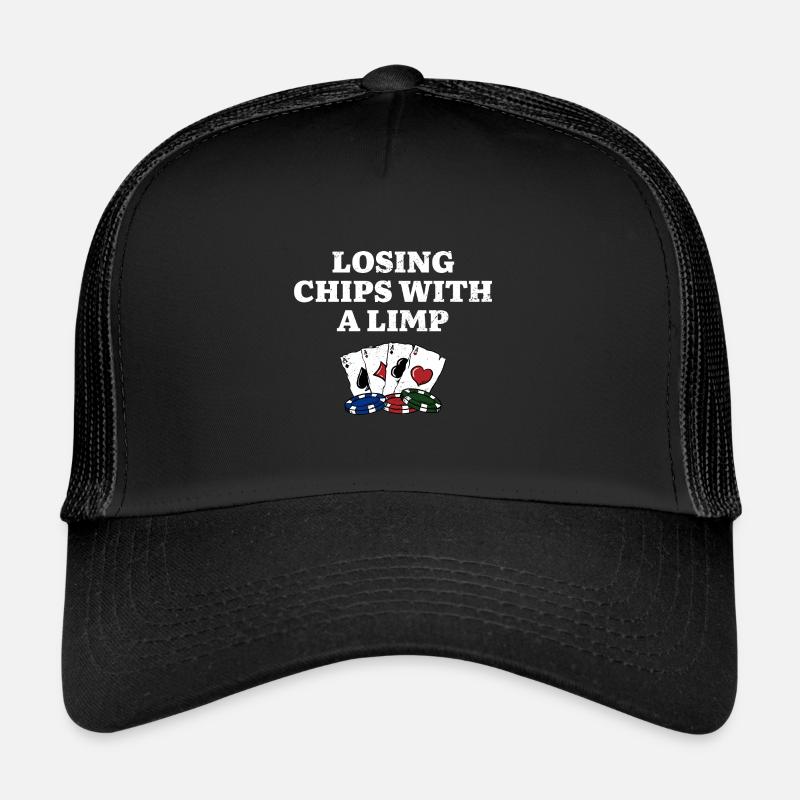 Losing Chips with a Limp Casino Poker Gambling Trucker Cap