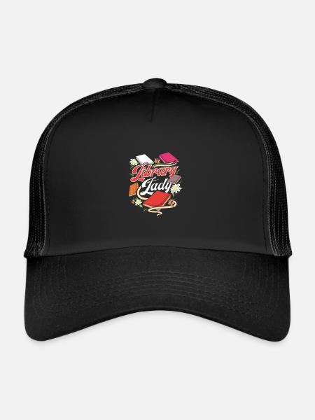 Book Lover Gift Fun Library Lady Reader - Trucker Cap - black/black - Front