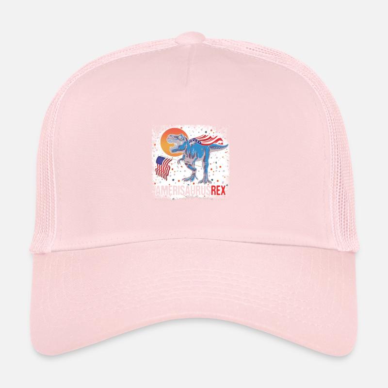 Patriotic Amerisaurus Rex Fun Dinosaur Waving Casquette trucker 