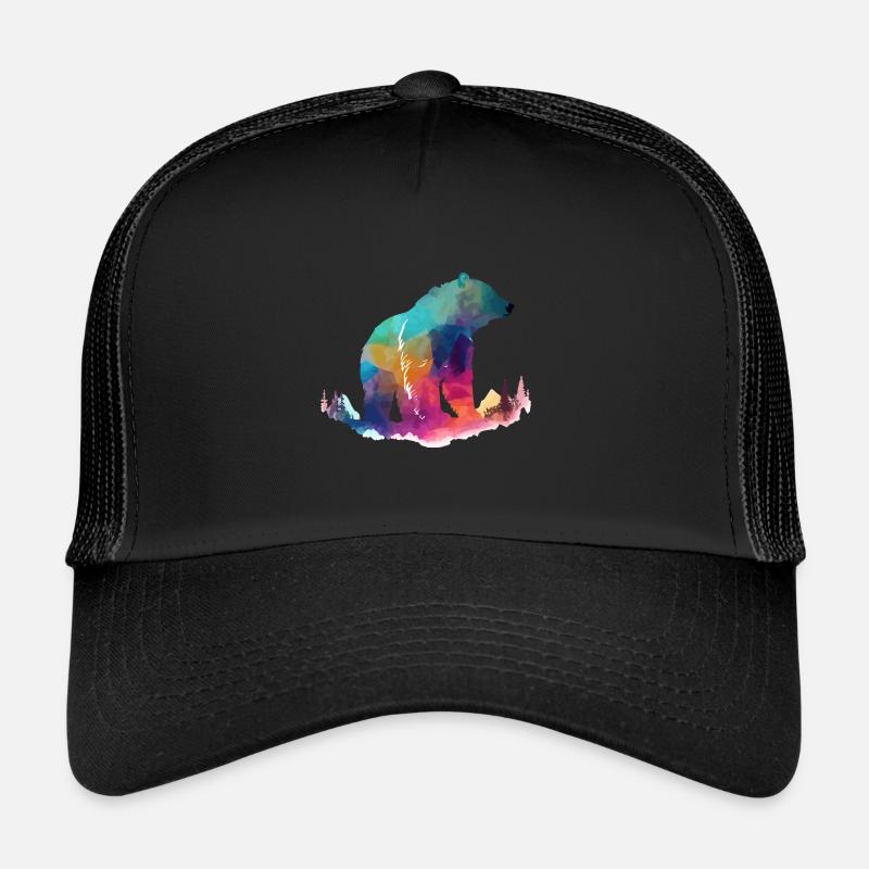 Bär in den Bergen bunt - Trucker Cap - Schwarz/Schwarz