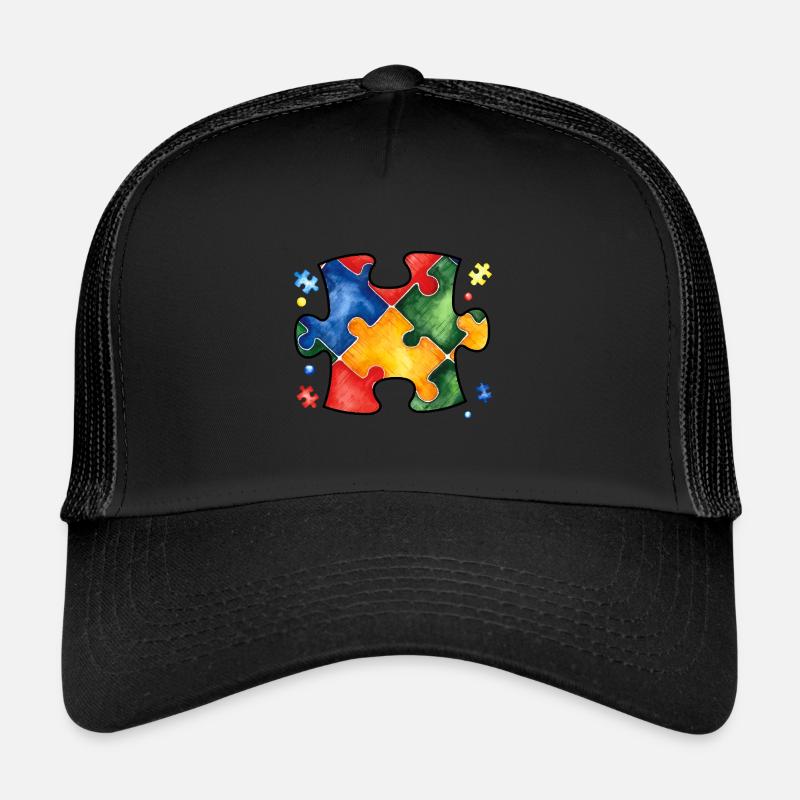 Autism Puzzle Trucker Cap