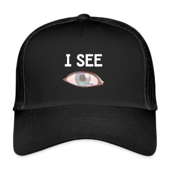 Auge mit Meer - I See - Trucker Cap - Schwarz/Schwarz - Vorne