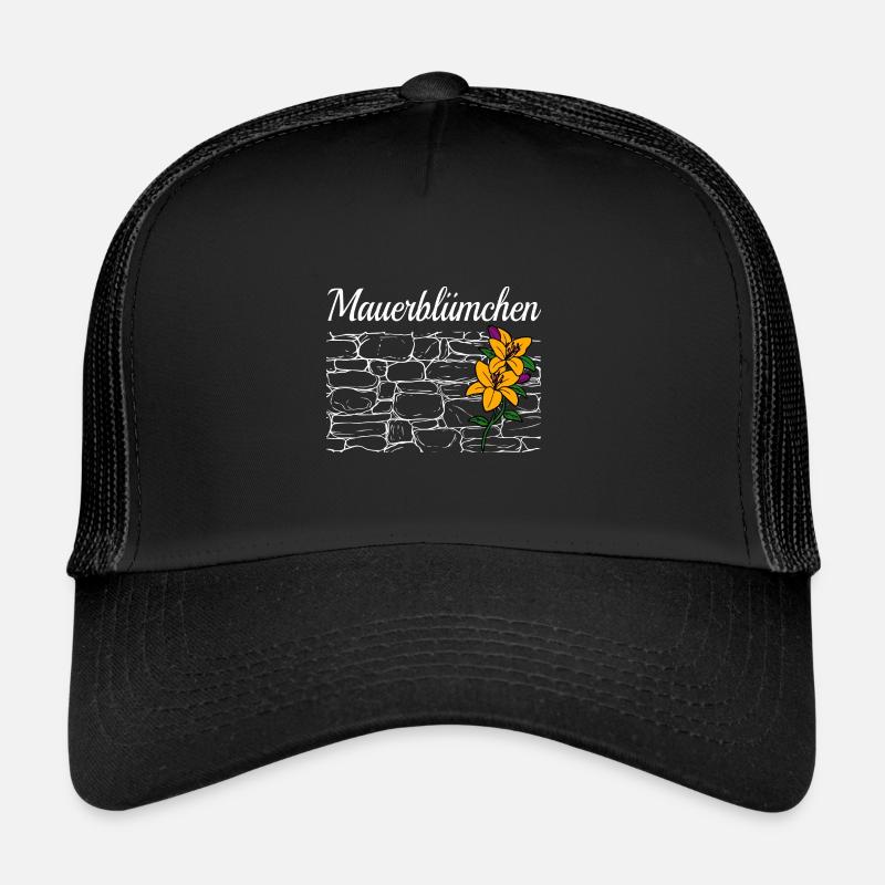 Mauerblümchen; Mauerblume - Trucker Cap - Schwarz/Schwarz